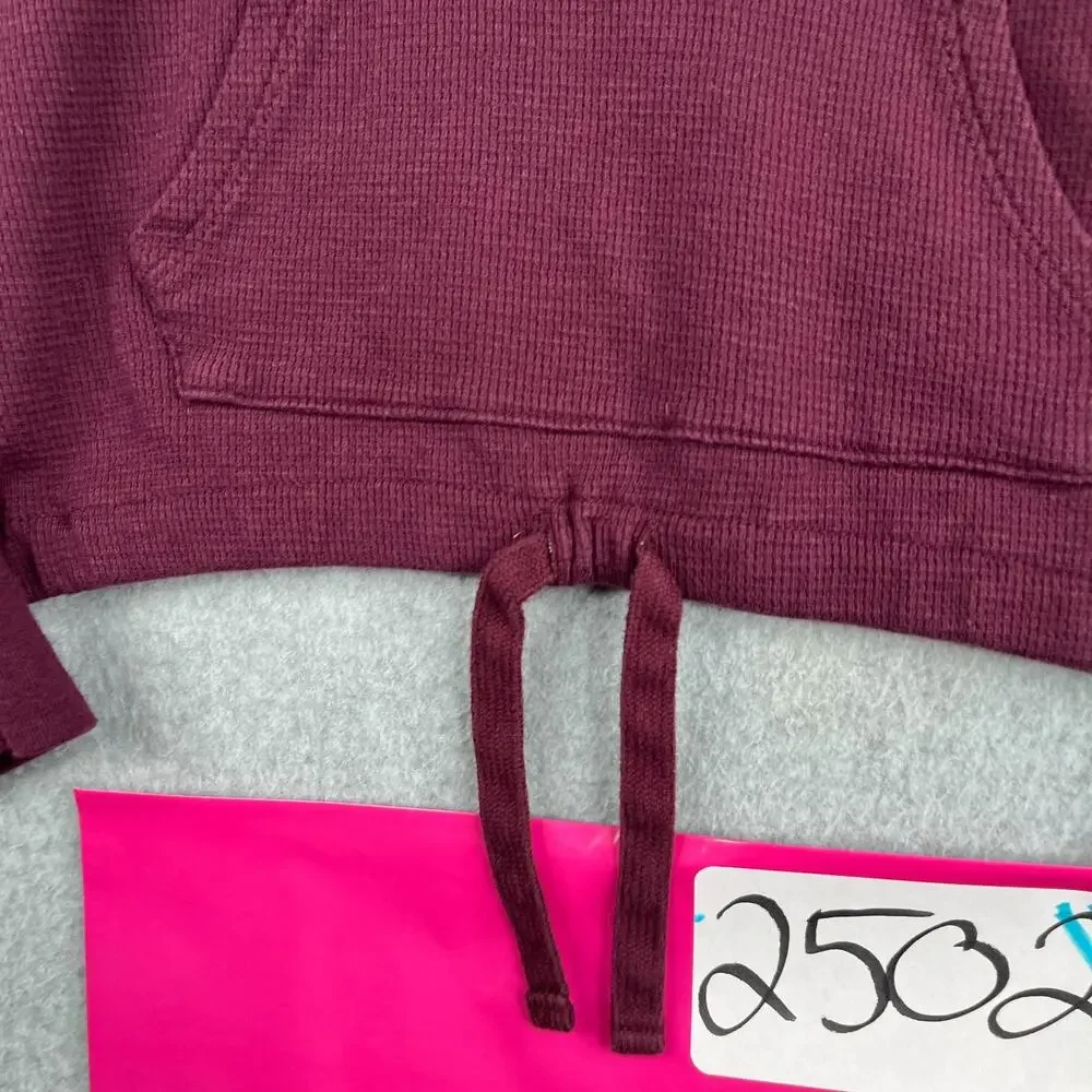 OshKosh B'gosh Baby Hoodie Waffle Knit Shirt Size 6 Burgundy Pockets